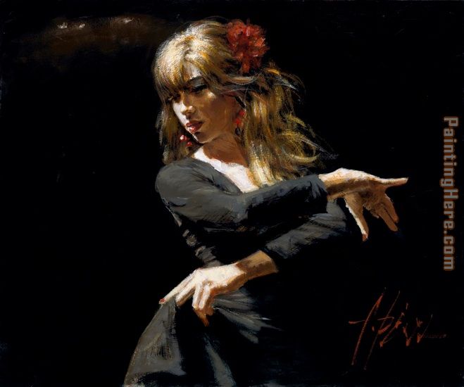 Aros Rojos painting - Flamenco Dancer Aros Rojos art painting